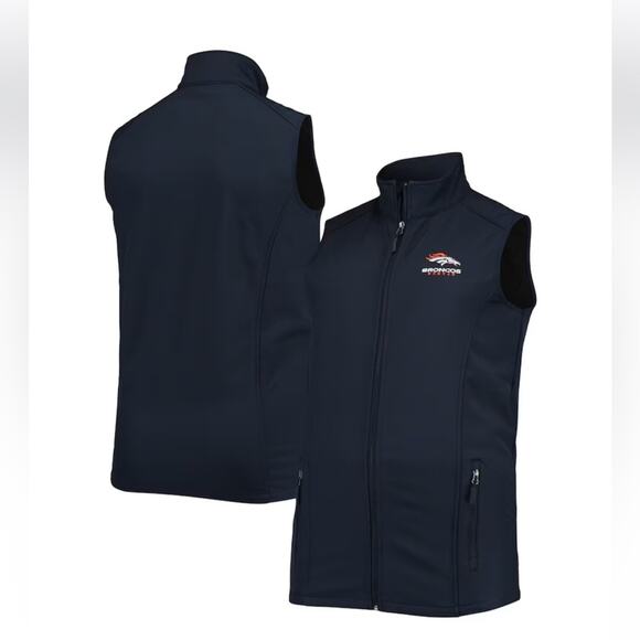 Men's Denver Broncos Dunbrooke Navy Big & Tall Archer Softshell Full-Zip Vest L - Picture 1 of 7